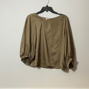 Dkny Green Boxy 3/4 Sleeve Blouse